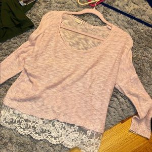 Pink swear with lace trim